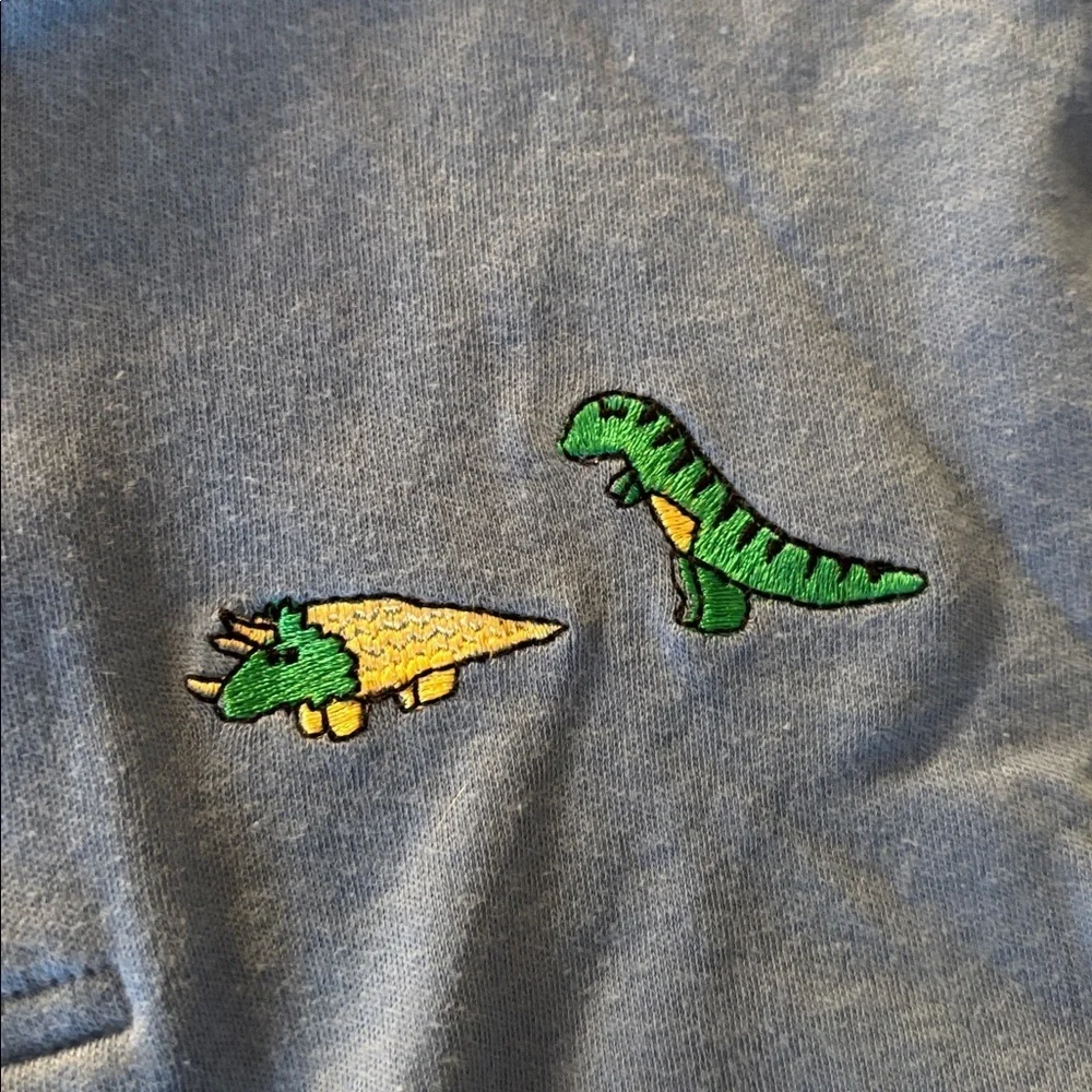 Vintage Carter's Blue Button Down Shirt with Dinosaur embroidered